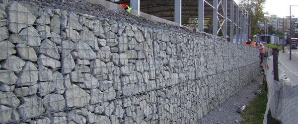 Gabionový múr BILLA Žilina Vlčínce