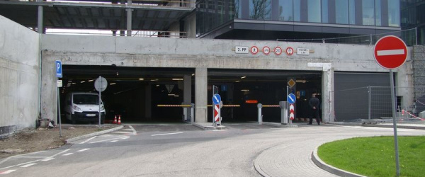 Gabionový obklad fasády Digital Park Bratislava